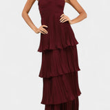 June Vestido de Volantes con Escote Corazón y Silueta en Capas