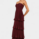 June Vestido de Volantes con Escote Corazón y Silueta en Capas