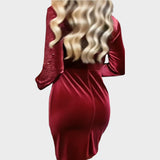 Brisa |  Vestido de Fiesta con Brillos y Efecto Draped