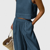 Avelina Conjunto Minimalista en Algodón y Lino Ligero