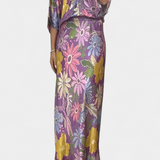 Shae Conjunto Suave de Blusa y Falda de Cola de Pez Floral