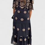 Cathy Vestido de Verano Elegante de Malla con Diseño Hueco y Corte Fluido