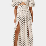 Sherine Conjunto de Falda y Top de Lunares con Mangas Abullonadas