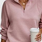 Helene | Jersey de Cuello en V con Cremallera y Manga Larga