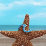 Anillo de Plata con Ópalo Azul en Diseño de Onda