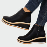 Rebeca | Botines de Cuero Ortopédicos Negros con Cuña