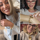 Pulsera de oro gruesa con diseño de corazón