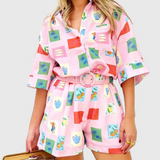 Paula Conjunto de Estampado Pink