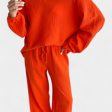 Aya Conjunto de Dos Piezas de Algodón con Escote en V