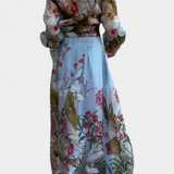 Sanne Conjunto Elegante Estampado de Camisa y Pantalón Fluido