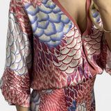 Shae Conjunto Suave de Blusa y Falda de Cola de Pez Floral