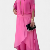 Maravilla Conjunto Fluido de Dos Piezas con Top Holgado y Falda Asimétrica