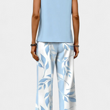 Martina Conjunto Boho Elegante Sin Mangas con Pantalón Recto Estampado