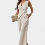 Heskia Conjunto de Chaleco Sin Mangas y Pantalones de Pierna Ancha