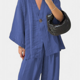 Eli Conjunto Oversize de Top con Cuello en V y Pantalón Recto