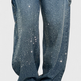 Dariya Jeans Cargo Balloon con Brillo y Aplicaciones de Pedrería