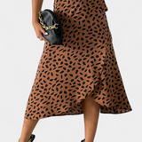 Camila Falda Envolvente Boho con Estampado Asimétrico