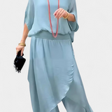 Maravilla Conjunto Fluido de Dos Piezas con Top Holgado y Falda Asimétrica