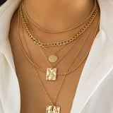 Collar de Colgante Geométrico de Cadena de Metal