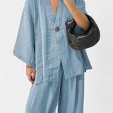 Eli Conjunto Oversize de Top con Cuello en V y Pantalón Recto