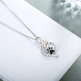 Collar de huellitas con corazón, hueso e infinito