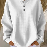 Nuria | Suéter Henley de Punto Waffle Acogedor