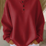 Nuria | Suéter Henley de Punto Waffle Acogedor