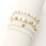 Juego de pulseras elegantes en forma de corazón adornadas con perlas