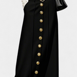 Ada Falda de Botones Suelta con Bolsillos y Estilo Urbano