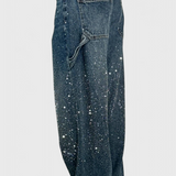 Dariya Jeans Cargo Balloon con Brillo y Aplicaciones de Pedrería