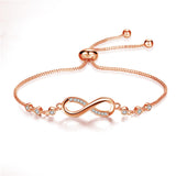 Pulsera chic ajustable en oro rosa con diseño de infinito