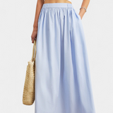 Yora Falda A-Line de Algodón con Cintura Elástica y Bolsillos