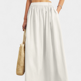 Yora Falda A-Line de Algodón con Cintura Elástica y Bolsillos