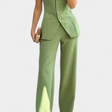 Ekaterina Conjunto de Top Tubo y Pantalón de Pierna Ancha con Estilo Minimalista