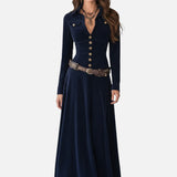 Kalina | Vestido maxi de terciopelo con cinturón