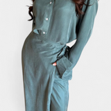 Marisol Conjunto Casual de Camisa Suelta y Pantalón Falda