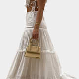 Ilys Conjunto Romántico de Top con Encaje y Falda Larga Voluminosa