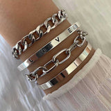 Conjunto de Pulseras Élan Mercer en Oro Blanco Brillante