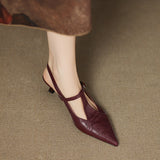 Tacones Altos de Cuero Noir Auténtico