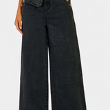 Ludovica Conjunto de Denim con Chaleco Ajustado y Jeans de Pierna Ancha