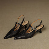 Tacones Altos de Cuero Noir Auténtico