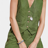 Jennifer Conjunto Chaleco y Pantalones Cortos de Lino Algodón