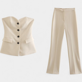 Paesha Conjunto Relajado sin Mangas y Pierna Ancha