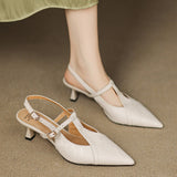 Tacones Altos de Cuero Noir Auténtico