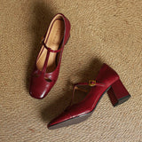 Elora Tacones Altos de Cuero Auténtico