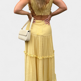 Ilys Conjunto Romántico de Top con Encaje y Falda Larga Voluminosa