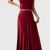 Anastasia Top Corto Fruncido & Falda Fluida a Juego