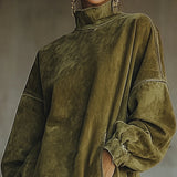 Gabriela | Vestido de ante con cuello alto y flecos