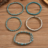 Conjunto de pulseras bohemias con cuentas en tono turquesa