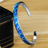 Pulsera Ajustable de Plata con Ópalo Azul Fuego